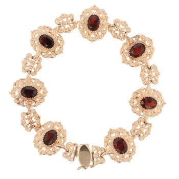 9ct Yellow Gold Garnet Bracelet 8"