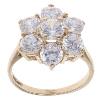 9ct Yellow Cubic Zirconia Cluster Ring