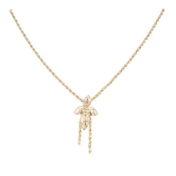 9ct Yellow Gold Flower Tassel Pendant And Rope Chain 16"