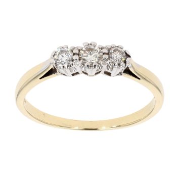 18ct Yellow Gold 0.33ct Diamond Trilogy Ring