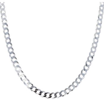 Silver Flat Curb Chain 24" By Icesia
