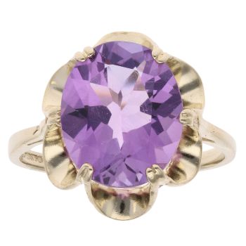 9ct Yellow Gold Amethyst Single Stone Ring