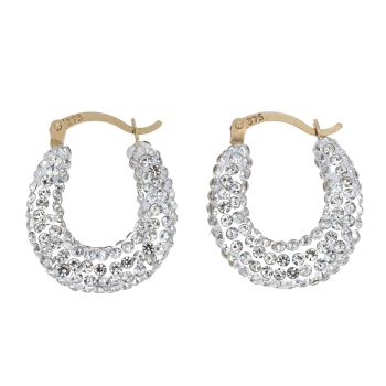 9ct Yellow Gold Small Silver Crystal Hoop Earrings