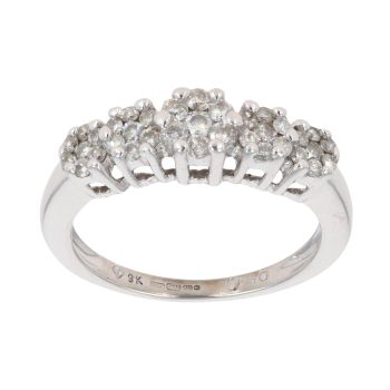 9ct White Gold 0.50ct Brilliant Cut Diamond Cluster Ring