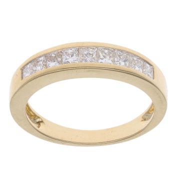 18ct Yellow Gold 0.50ct Princess Cut Diamond Half Eternity Ring