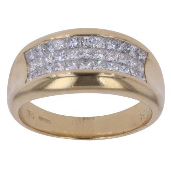 18ct Yellow Gold 1.00ct Princess Cut Diamond Cluster Ring
