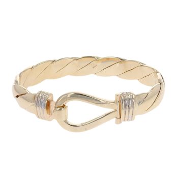 9ct Yellow and White Gold Patterned Hinged Bangle