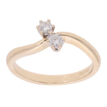 9ct Yellow Gold 0.20ct Diamond Two Stone Ring