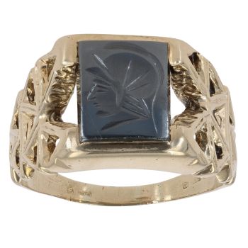9ct Yellow Gold Hematite Centurion Signet Ring