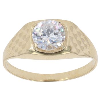 9ct Yellow Gold Cubic Zirconia Signet Ring