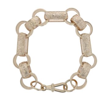 9ct Yellow Gold Patterned Belcher Bracelet 9"