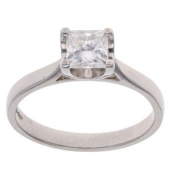 Platinum 0.70ct Princess Cut Diamond Solitaire Ring