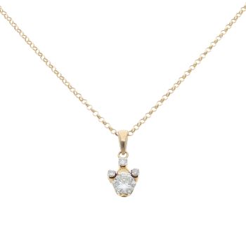 14ct Yellow Gold 1.20ct Brilliant Cut Diamond Pendant And Chain 18"