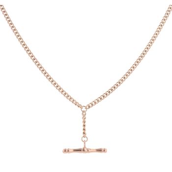 9ct Rose Gold T-Bar Curb Chain 16"
