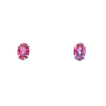 9ct White Gold Pink Topaz Stud Earrings