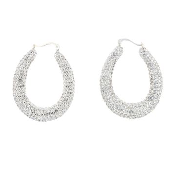 Sterling Silver Crystal Glitter Creole Earrings by Icesia