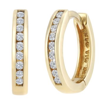9ct Yellow Gold Diamond Channel Hoops