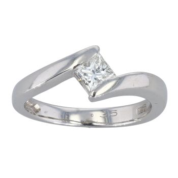 Platinum 0.36ct Princess Cut Diamond Solitaire Ring