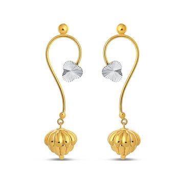 22ct Yellow Gold Rhodium Flower Drop Earrings