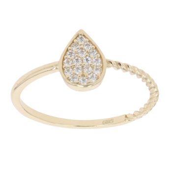 Children's 14ct Yellow Gold Cubic Zirconia Teardrop Ring