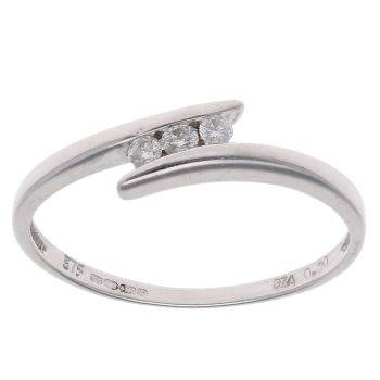 9ct White Gold 0.10ct Diamond Trilogy Ring