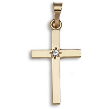 9 Carat Yellow Gold 3pts Diamond Cross