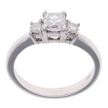 18ct White Gold 0.75ct Princess Cut Diamond Trilogy Ring