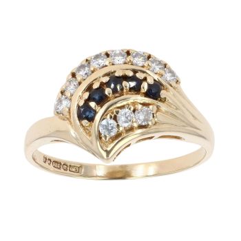 9ct Yellow Gold Sapphire And Cubic Zirconia Ring