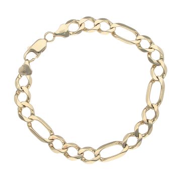 9ct Yellow Gold Figaro Bracelet 8.5"