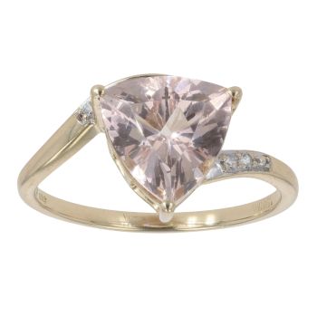 9ct Yellow Gold Pink Gemstone And Cubic Zirconia Ring