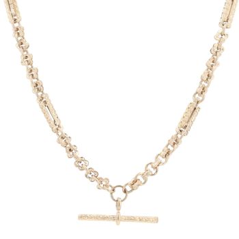 9ct Yellow Gold Patterned Fancy T-Bar Chain 22"
