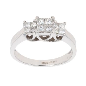 18ct White Gold 0.65ct Princess Cut Diamond Cluster Ring