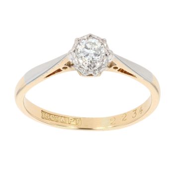 18ct Yellow And White Gold 0.20ct Diamond Solitaire Ring