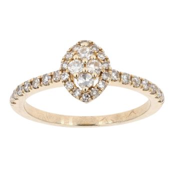 9ct Yellow Gold 0.51ct Diamond Marquise Cluster Ring by Anya Belle