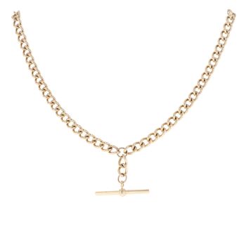 9ct Yellow Gold Albert And T-bar Chain 16"