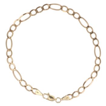 9ct Yellow Gold Figaro Bracelet 7.5"
