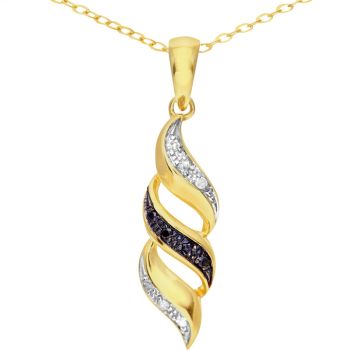 9ct Yellow Gold Diamond Twist Pendant Necklace
