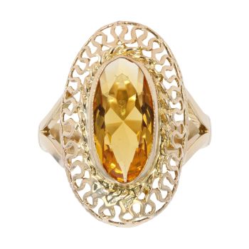 9ct Yellow Gold Orthoclase Single Stone Ring