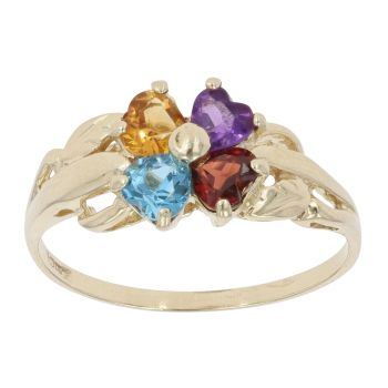 9ct Yellow Gold Multi-Gemstone Cluster Ring