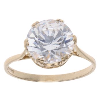 9ct Yellow Gold Cubic Zirconia Solitaire Ring