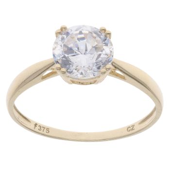 9ct Yellow Gold Cubic Zirconia Single Stone Ring
