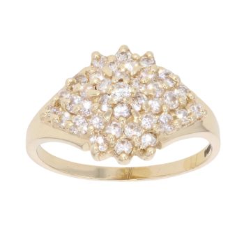 14ct Yellow Gold Cubic Zirconia Cluster Ring