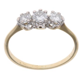 18ct Yellow Gold 0.55ct Transitional Cut Diamond Trilogy Ring