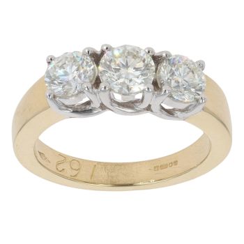 18ct Yellow Gold 1.62ct Brilliant Cut Diamond Trilogy Ring