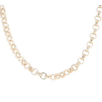 9ct Yellow Gold Patterned and Plain Belcher Chain 18"