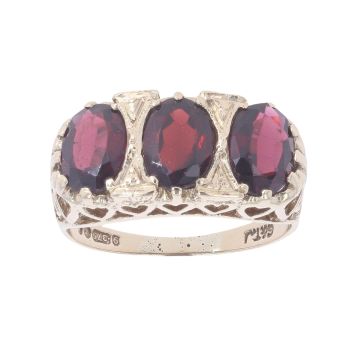 9ct Yellow Gold Three Stone Garnet Ring