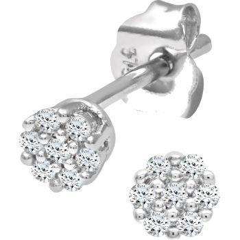 9ct White Gold Diamond Cluster Stud Earrings