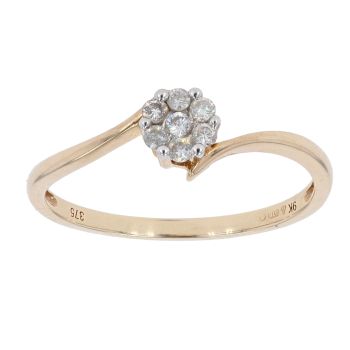 9ct Yellow Gold Diamond Cluster Ring by Anya Belle