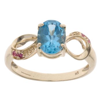9ct Yellow Gold Blue And Pink Gemstone Ring
