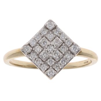 9ct Yellow Gold 0.25ct Brilliant Cut Diamond Cluster Ring